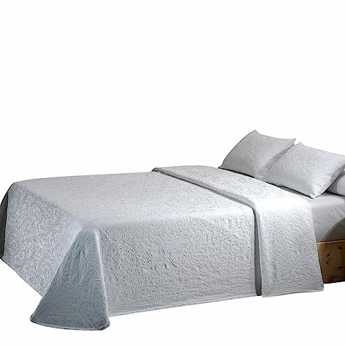 Lanovenanube Colcha Capa Crochet 1003, para Cama de 150 cm, Color Blanco, cubrecama para Primavera-Verano, Tejido 80% algodón y 20% poliéster. Incluye Dos Fundas de cojín de 60x40 cm sin Relleno