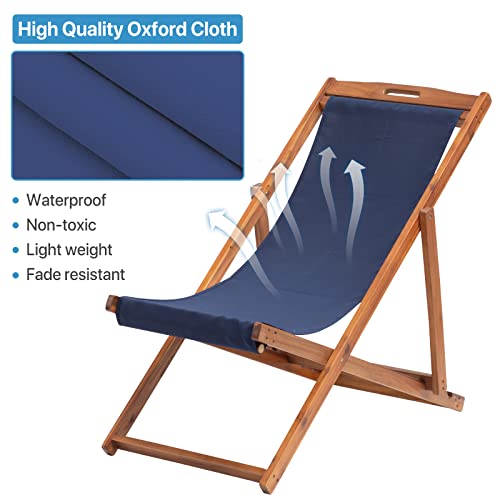 Dkelincs Removable Fabric Patio Chairs Adjustable Height Beach Sling Chairs Set Of 2 For Indoor Outdoor Beach Balcony Camping (Blue) #TOP5