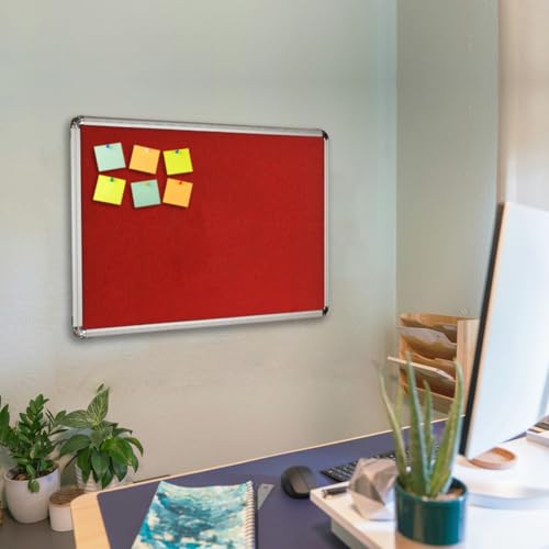 Image of ALKOSIGN Astra Felt Notice Board -RED (2 x 6 Feet) |Bulletin Board, Pin-up Board, Display Board, Push pins Board, Announcement Board, Soft Message Board, for School, College, Office, Study Room etc