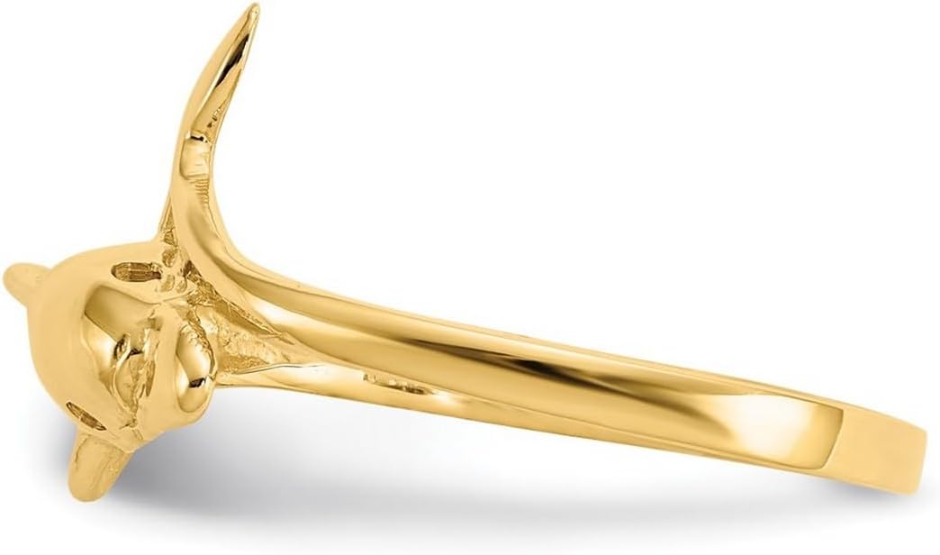 JewelryWeb 10k Solid Yellow Gold Dolphin Ring Size 6.00 Ring for Women - Image 4