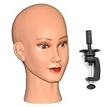 Ladella Beauty Cosmetology Wig Stand Block Bald Female Makeup Manikin Head for Wigs Making' not Styrofoam' Display Mannequin Head (FAIR-BALD+C)