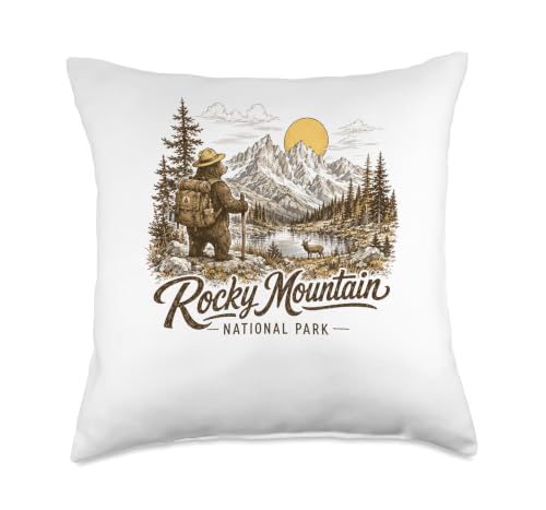 Rocky Mountain National Park Colorado Vintage Hiking Throw Pillow