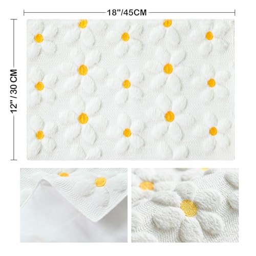Artoid Mode White Daisy Embroidery Spring Placemats Set of 4, 12x18 Inch Soft Plush Faux Fur Wool Holiday Table Mats for Party Kitchen Dining Decoration by Artoid Mode - Used condition - Image 7