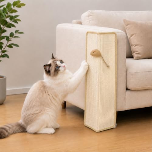 23.6" Cat Scratcher, Natural Sisal Cat Scratching Post for Couch Corner