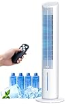 Shanghigh Tower Fan Cooling - Bladeless Tower Fans & Air Cooler with 3L Water Tank & Remote for Room Bedroom Home Office, 80° Oscillating Standing Floor Fan with 3 Speeds, 4 Modes, 12H Timer (White)