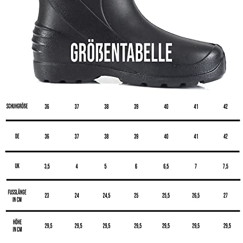 CLIMBR Leichte Gefütterte Gummistiefel Thermo Damen EVA warme Winter Stiefel Gr 36-42 mit Futter (Schwarz, 42)