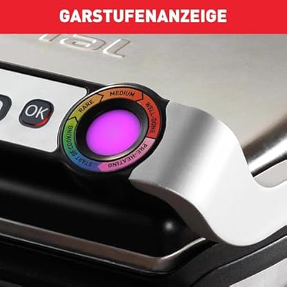 Tefal OptiGrill XL GC722D Kontaktgrill (mit Plus XL-Grillfläche, mit zusätzlichen Temperaturstufen, automatische Anzeige des Garzustands, 9 voreingestellte Programme) 40 cm x 20 cm, schwarz/Edelstahl – Bild 5