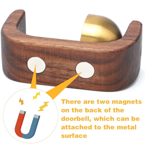 Gohytal Magnetisches TüRglocke Ohne Bohren, Retro Türklingel Willkommenstürklingeln für Haustüren Suction Door Type Solid Wood Wind Chime Artisan Cafés Haustüren Haustiertüren Geschäfte Kühlschränke