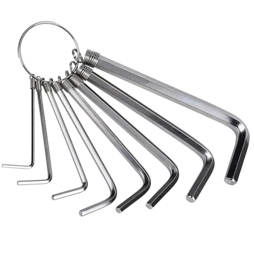 8 in 1 Metric Hex Key Set Keychain Allen Wrench Bike Repair Tool Portable Hex Head Socket Screw Rust-Resistant Keyring Design Fits 1.5mm 2mm 2.5mm 3mm 3.5mm 4mm 5mm 6mm