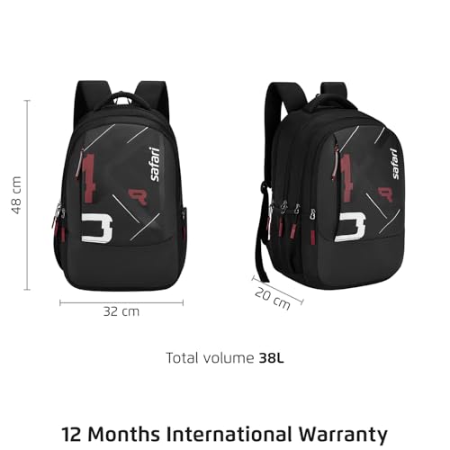 Image of Safari 38L Printed Laptop Backpack with Raincover, 4 Compartments, Bottle Holder, Organizer, School & College Bag for Boys and Girls, Office & Travel Bag for Men and Women