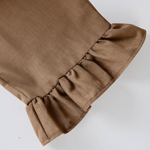 GOFULY Linen Pants Women Wide Leg Casual Summer Ruffle Capri Pants Elastic Waist Drawstring Smocked Solid Trouser with Pocket4