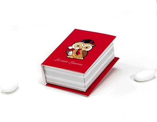 Mandorle By Paben 24 Pz Scatolina Libro Gufetto Bomboniera Laurea In Cartone Cm. 9
