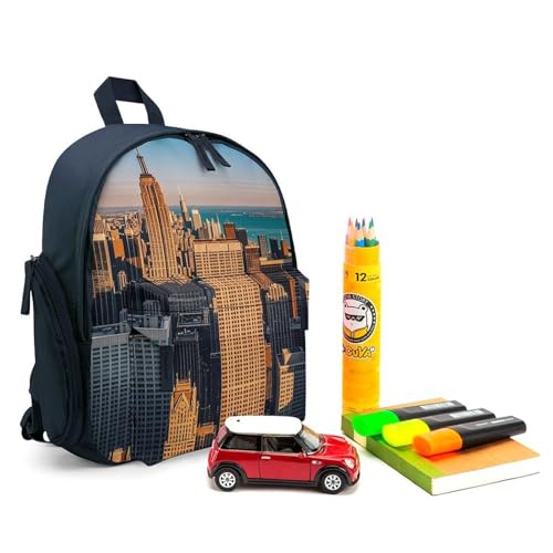 High Rise Buildings Skyscrapers Backpack for Men Women, Durable Small Bookbag Lightweight Daypack for Travel, Hiking, Blue-style3