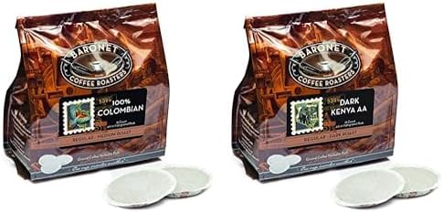 Pods - 100% Colombian & Dark Kenya AA [8 Gram, 54 Pods Each Flavor] Single Cup Use, Like Senseo