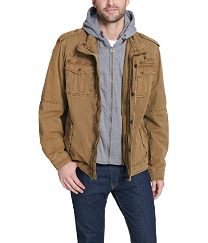 Image of Levi's Men's Washed Cotton Hooded Military Jacket (Regular & Big & Tall Sizes)