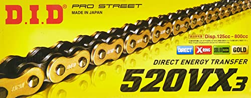Image of DID (520VX3GB-120) Gold 120 Link High Performance VX Series X-Ring Chain with Connecting Link