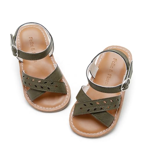 Image of Felix & Flora Toddler Girl Sandals - Little Girl Easter Dress Shoes Lightweight Open Toe Beach Holiday Flats