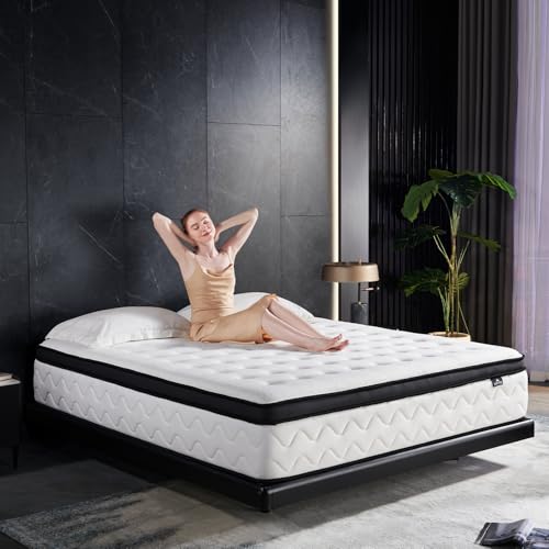King Size Mattress - 12 Inch Medium Firm King Mattress with Memory Foam and Individual Pocket Springs for Pressure Relief & Silent Sleep, CertiPUR-US Certified, Hybrid Mattresses in A Box, 80