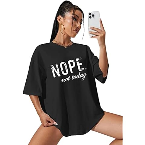 GirlzWalk® Women's Slogan Print Oversize T-Shirt Cover