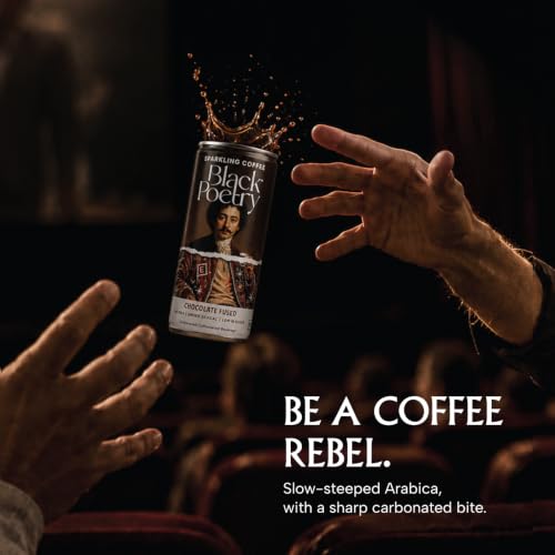 Image of Black Poetry Sparkling Coffee Variety Pack of 3 - 185ml Each | 1 Each of Classic Twisted, Orange Spiked & Chocolate Fused Flavours | 100% Arabica Cold Brew | Ready-to-Drink Black Coffee | Low Sugar