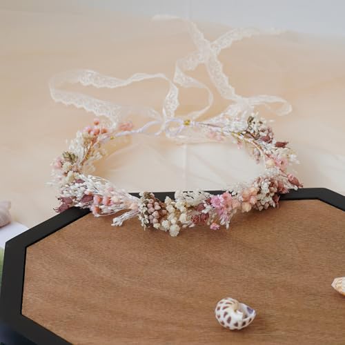 Corona de flores secas para boda miniatura 4