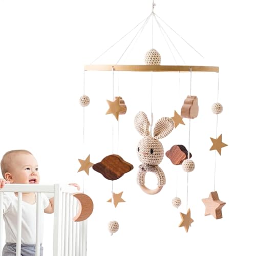 Baby Mobile for Crib, Mobile Moon Stars Baby Toys, Wooden Baby Mobile for Crib, Moon Stars Baby Toys, Bed Bell Pendant Wind Chim