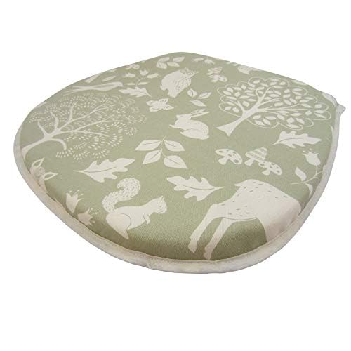 Jansons Direct Linens Woodlands Animal Design Cushioned Seat Pad in Green 36cm x 34cm approx