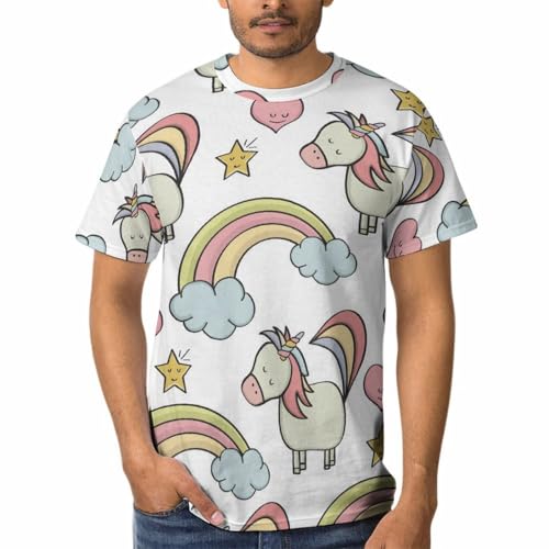 T-Shirt Licorne Homme à Col Rond et Manches Courtes
