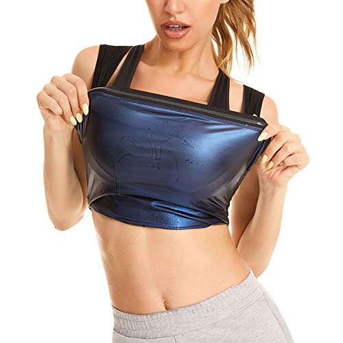 Fitever Women's Sauna Suit Sweat Vest Waist Trainer Heat Trapping Workout Tank Top Shapewear for Weight Loss Polymer Body Shaper Slimming,Black,2XL/3XL