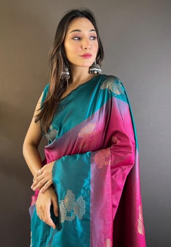 Image of SGF11- Women's Kanjivaram Woven Soft Silk Saree With Blouse Piece
