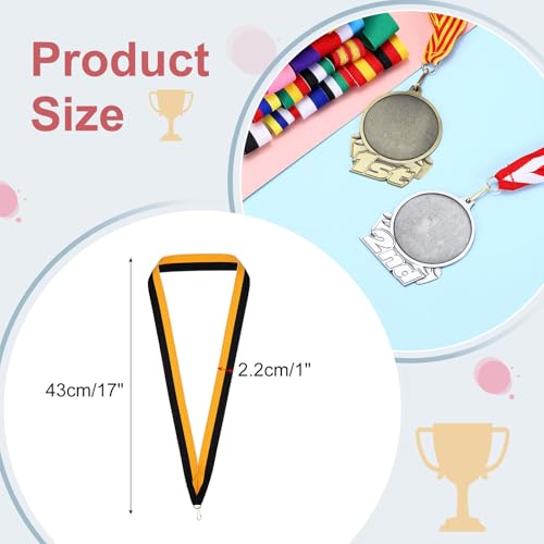 PATIKIL Award Neck Ribbons, 50 Pack Polyester Medal Lanyards with Snap Clip Blank Award Ribbon for Competitions Achievement Sports Party, Yellow/Black by PATIKIL - Image 2