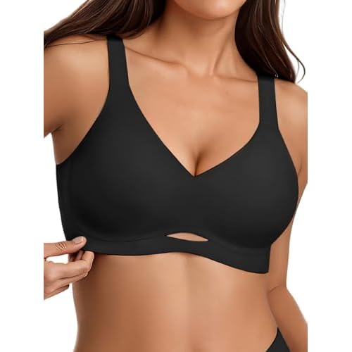 Jelly Unlined Bras for Women - M-3XL - Seamless Unpadded No Underwire Supportive Comfortable Tshirt Bralette Black X-Large
