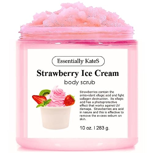 Essentially Kates Body Scrub Set Of 3 - Strawberry Ice Cream Body & Foot Scrub 10 Oz, Orange Body & Foot Scrub 10 Oz, And Coconut Milk Body & Foot Scrub 10 Oz - Pack Of 3 #TOP3