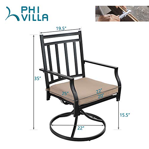 Phi Villa Swivel Chairs Set Of 2 Patio Dining Rocker Chair With Cushion Rocking Patio Furniture For Garden Backyard Bistro, Black #TOP6