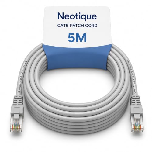 Image of 5 Meter CAT6 UTP Ethernet Patch Cord Internet Cable, 5M, Grey | RJ45 | PC, Laptop, Gaming Console, Router Wifi Cable