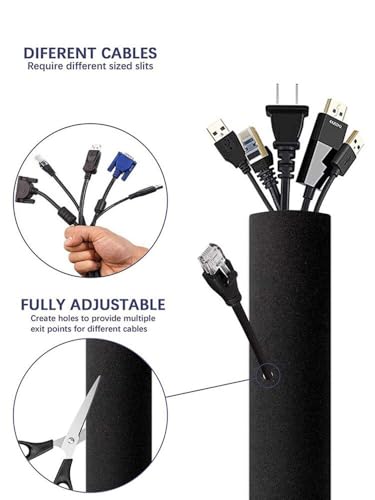 Cable Sleeve Zipper Office Self Closed Nylon Flexible Harness Management Protection Wire Wrap Cord Organizer miniatura 4
