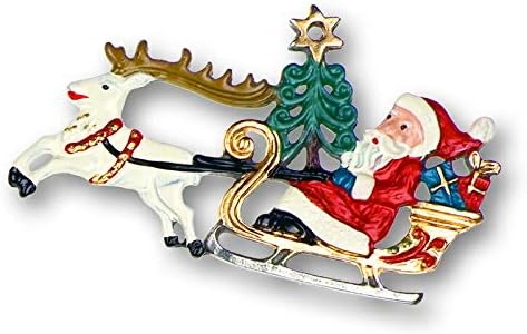 Christmas Sleigh - Painted German Pewter - Small Christmas Tree Ornament
