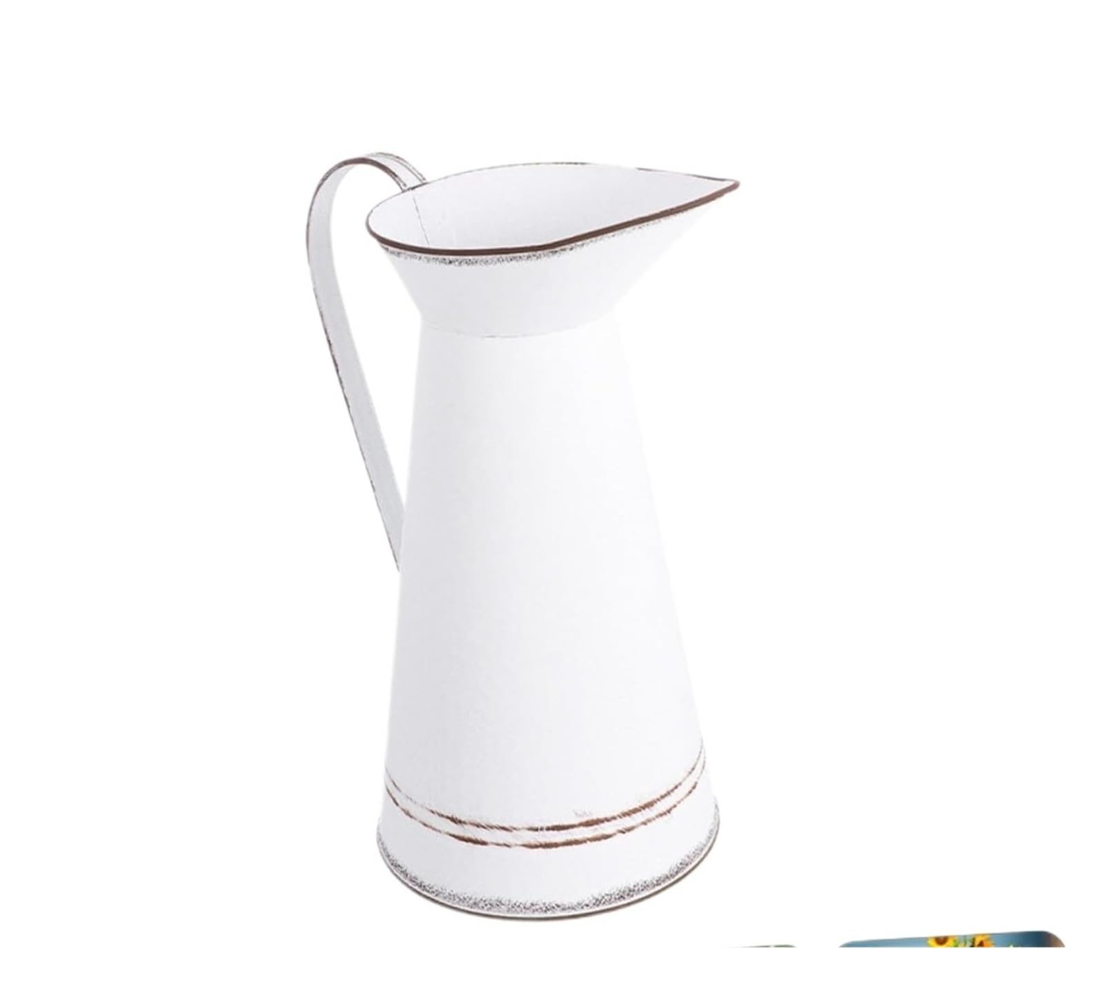 Pretty Vintage White Metal Flower Buckets Retro Vase Pots Tabletop Home Décor Centerpiece Shelf Decorations