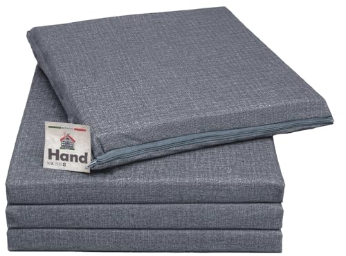 HAND - Set 4 Cuscini Sedie Esterno e Interno Sfoderabili 40x40 cm, Imbottitura Morbida, Cuscini per Sedie da Cucina, Giardino, Patio (Antracite, Set da 4)