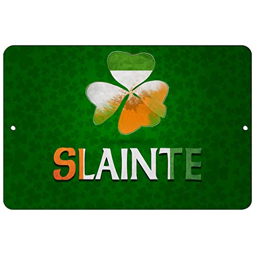 Makoroni - Slainte Irish Shamrocks Design 8x12 inc Aluminum Decorative Wall Street Sign