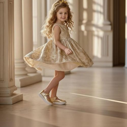 THEE BRON Toddler Sneakers Girls Glitter Dress Shoes with Hook and Loop - Image 2