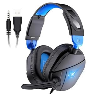 G63 Gaming Headsets for PC, Gaming Headphones with Noise Canceling Mic, PS5 PS4 Headset with Soft Memory Earmuffs, LED Light, Stereo Sound, 2m Wired Over Ear Headphones for Xbox One, Mac, Laptop, PC