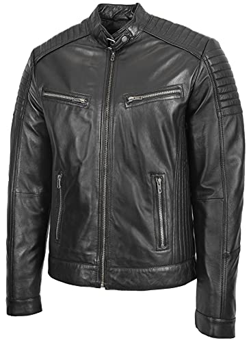 Chaqueta de cuero para hombre estilo Biker 3XL negra miniatura 4