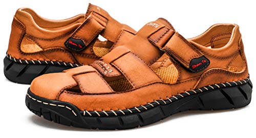 Honeystore Men's Closed-toe Hollow Sandals Plus Size Leather Shoes Casual4