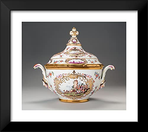 ArtDirect Meissen Porcelain Manufactory 22x20 Black Modern Framed Art Print Titled Covered Tureen and Stand (One of a Pair) - Thumbnail 2