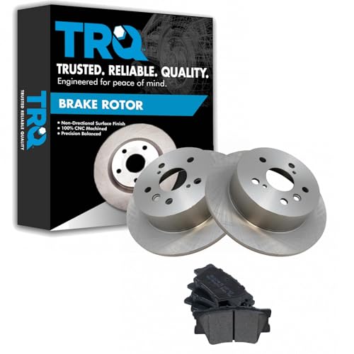 Image of TRQ Rear Brake Pad and Rotor Set Semi Metallic Solid Rotors