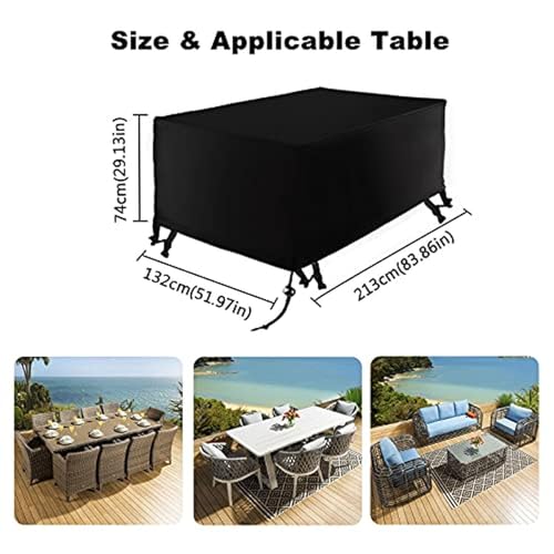 Pokrowiec na meble ogrodowe, wodoodporna tkanina Oxford 420D, wiatroszczelna i odporna na promieniowanie UV, ochrona do rattanowych mebli ogrodowych 240 x 200 x 90 cm