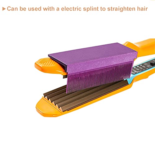 Women Diy Combs Accessories Fit Hair Straightening Flat Iron,Professional Home Use Compact Hair Styling Tool,Barber Straightening Comb Attachment For Hair, Hair Straightening Flat Iron V Type,Purple #TOP1