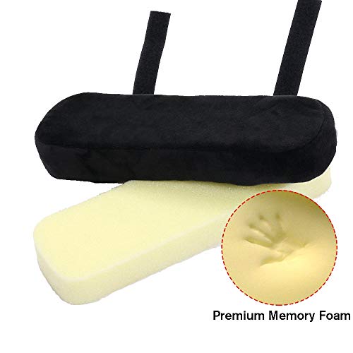 Zncmrr 2 Pack Office Chair Armrest Pads Covers With Memory Foam Elbow Pillow For Forearm Pressure Relief, Black Arm Rest Covers For Office Chairs, Wheelchair, Comfy Gaming Chair #TOP3