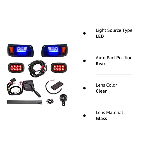 10L0L Deluxe Golf Cart Led Light Kit For Club Car Ds, Full Headlight Taillight Kit With Rgb Daytime Running Lamp Low High Beam Turn Signal Horn Brake Pad Hazard Blinker #TOP7